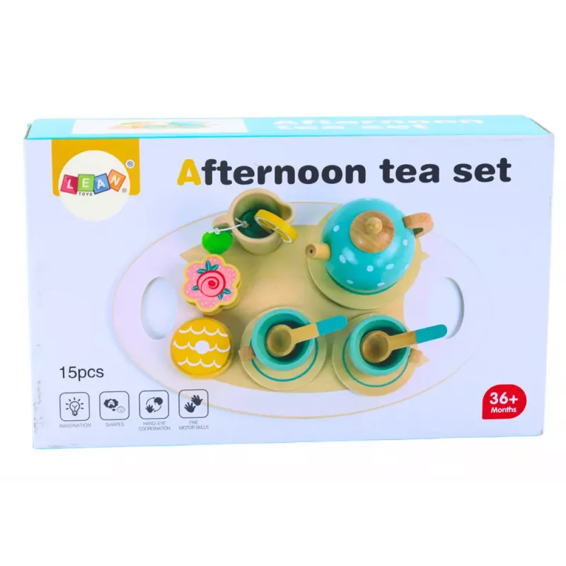 LEAN TOYS Tējas un kafijas komplekts bērniem koka 15 gab.