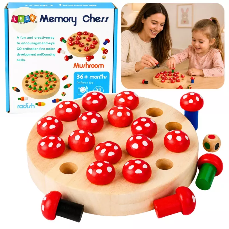 LEAN TOYS Ģimenes atmiņas spēle Sēnes Koka