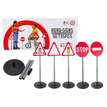 LEAN TOYS Izglītojošs ceļa zīmju brīdinājumu komplekts 5 gab. 70 cm