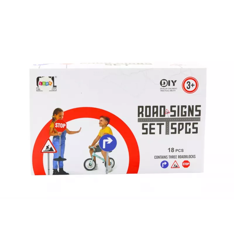 LEAN TOYS Izglītojošais komplekts Lielie ceļa zīmes 76cm 3 gab.