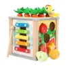 LEAN TOYS Koka izglītojošs kubs šķirotājs 5in1 Puzles kaste Bloki