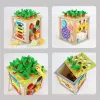 LEAN TOYS Koka izglītojošs kubs šķirotājs 5in1 Puzles kaste Bloki