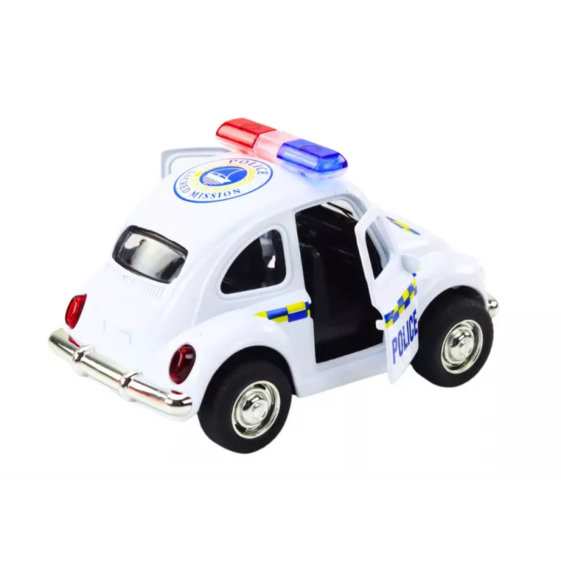 LEAN TOYS Classic Police Car 1:38 Drive Lights Sounds White