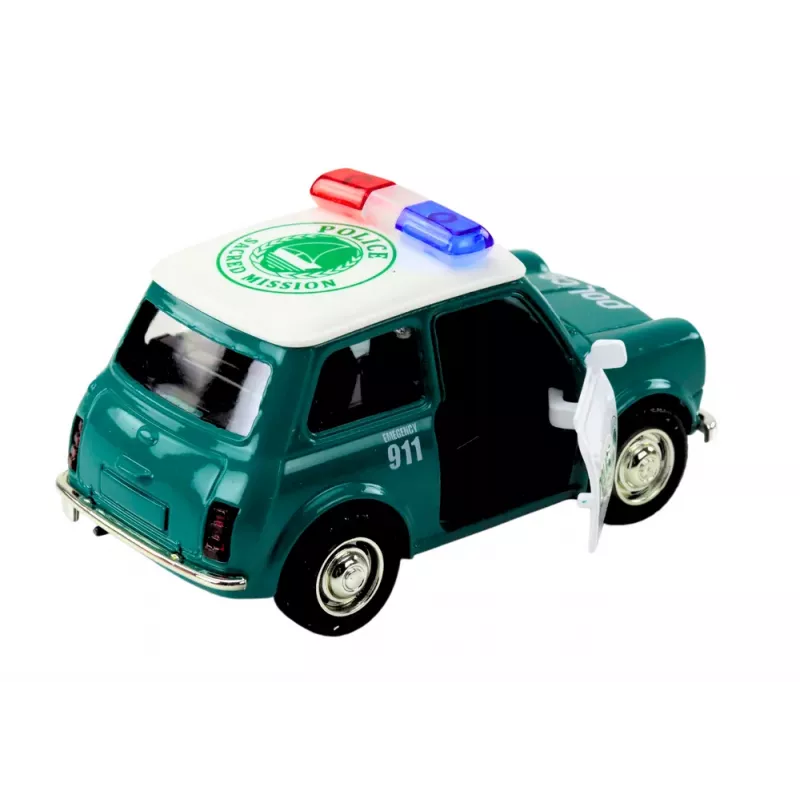 LEAN TOYS Classic Police Car 1:38 Drive Lights Sounds Green