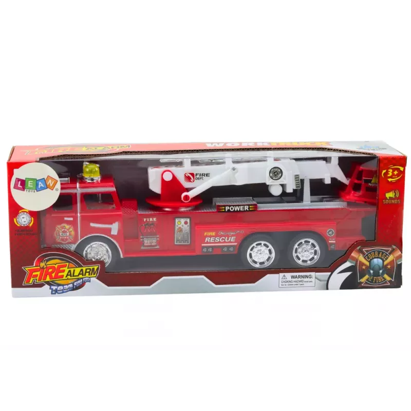 LEAN TOYS Fire Truck Red With Boom Lights Sounds
