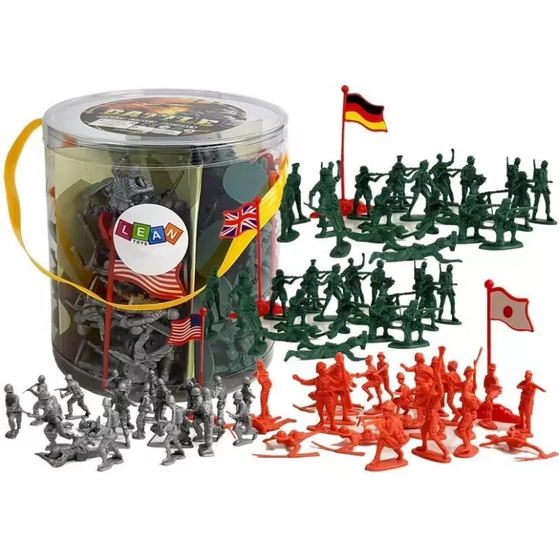LEAN TOYS Lielais militārais komplekts 100 gab. karavīri un karogi