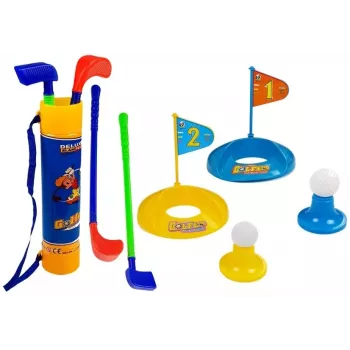 LEAN TOYS Bērnu golfa komplekts ar nūjām, bedrēm, karodziņiem un bumbiņām