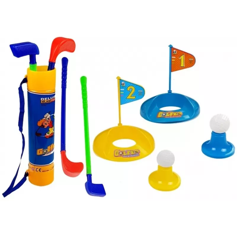 LEAN TOYS Bērnu golfa komplekts ar nūjām, bedrēm, karodziņiem un bumbiņām