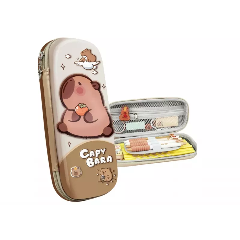 LEAN School Pencil Case with Capybara Beige