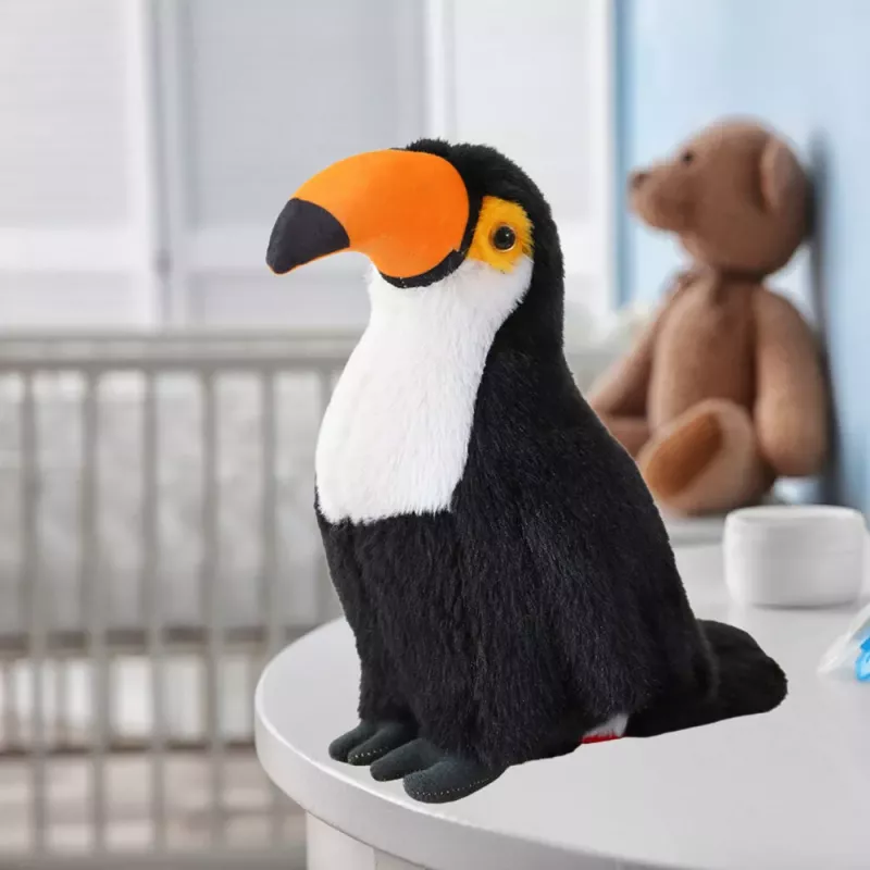 LEAN TOYS Plush Toy Mascot Cuddly Toucan Bird Black and White 30cm