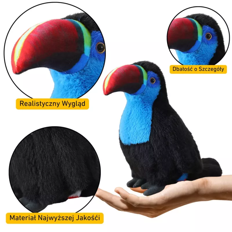 LEAN TOYS Plush Toucan Bird Plush Toy Mascot Cuddly Toy Blue 40cm