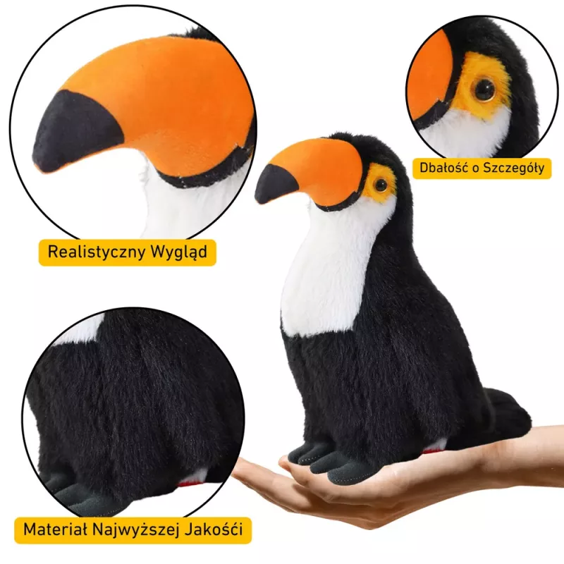 LEAN TOYS Plush Toucan Bird Plush Toy Mascot Cuddly Toy White 35cm