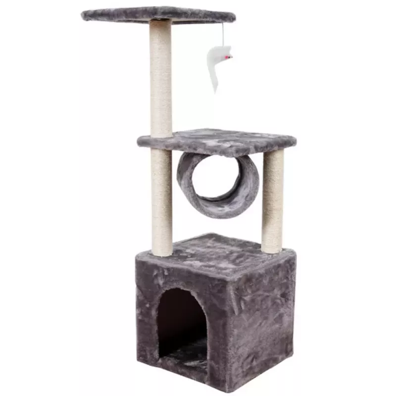 LEAN Cat Scratcher With House Tunnel Platform 30x30x78cm