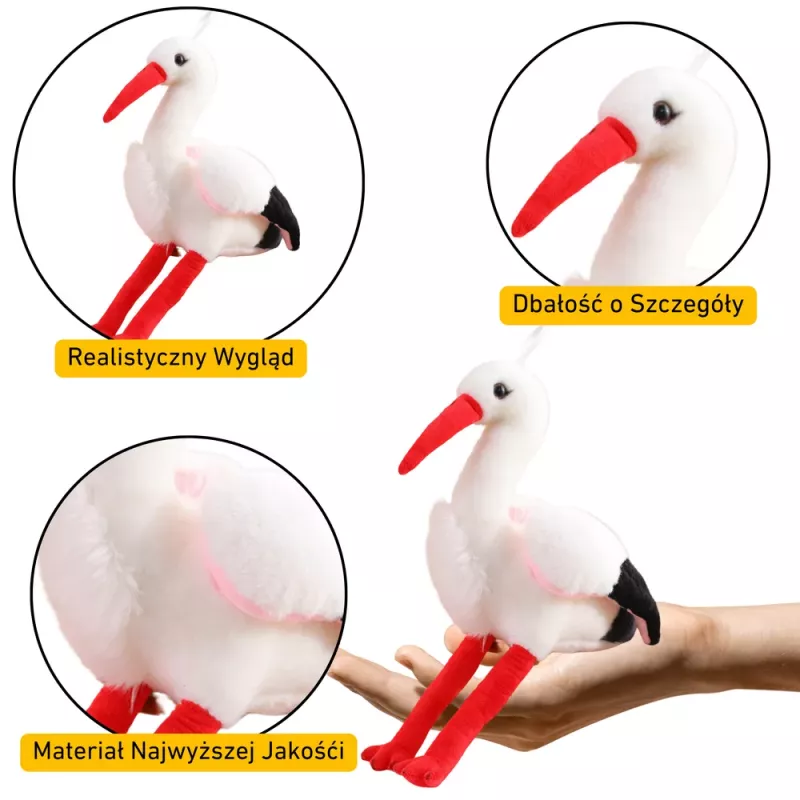 LEAN TOYS Plush Stork Bird Plush Toy Mascot Cuddly Toy 37cm
