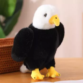 LEAN TOYS Pluša ērgļa putns Plīša rotaļlieta Mascot Mīkstā rotaļlieta Melns un Balts 25cm