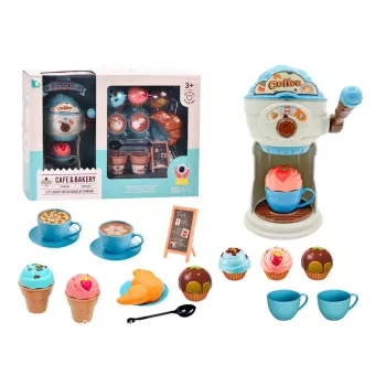 LEAN TOYS Saldumu kafejnīcas komplekts ar saldējuma mašīnu, krūzītēm, smalkmaizītēm, 38 daļas, lomu spēļu komplekts