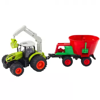 LEAN TOYS Lauksaimniecības traktors ar sējmašīnu un rotējošo greiferi, tālvadības 2.4G
