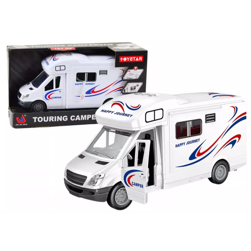 LEAN TOYS Auto Kempings Balts Gaismas Skaņas Atveramas Durvis