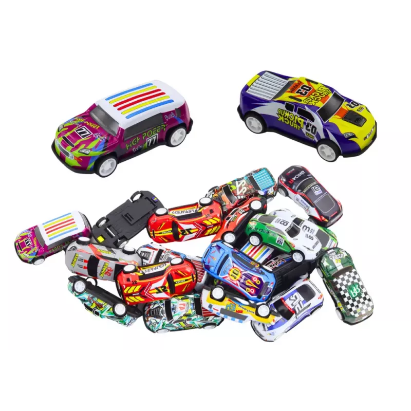 LEAN TOYS Automašīnu komplekts koferī 25 gabali ar ceļa paklāju
