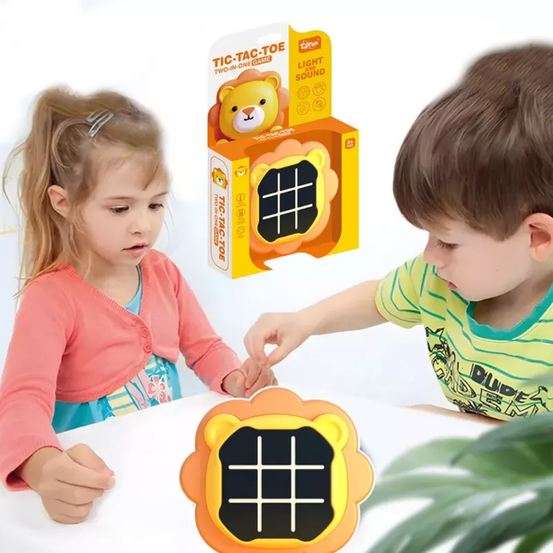 LEAN TOYS Electronic Game 3in1 Tic-Tac-Toe Memory Lion Orange