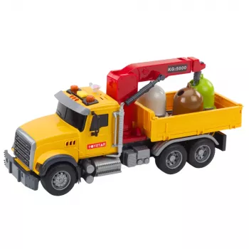 LEAN TOYS Atkritumu šķirošanas kravas automašīna ar atkritumu konteineriem, gaismām un skaņām