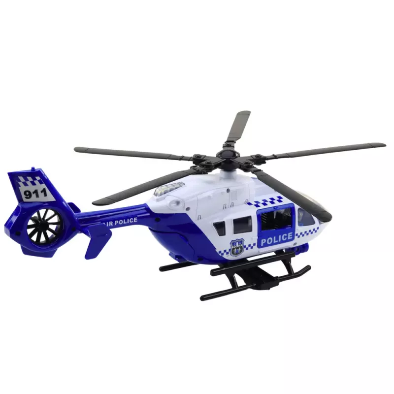 LEAN TOYS Policijas helikopters ar āķi, nestuvēm, gaismām un skaņām 1:12
