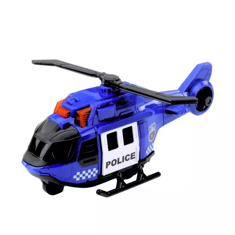 LEAN TOYS Policijas kravas auto helikopters automašīna Policijas auto gaismas skaņas komplekts