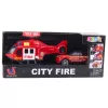 LEAN TOYS Fire Rescue Playset: Helikopters, Ugunsdzēsēju mašīna, Ugunsdzēsēju depo ar gaismām un skaņām