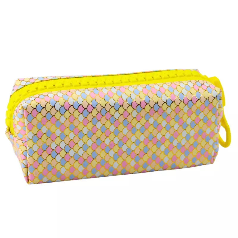 LEAN School Pencil Case Organizer Mermaid Scales Pattern Large Colorful Zipper 21x8cm