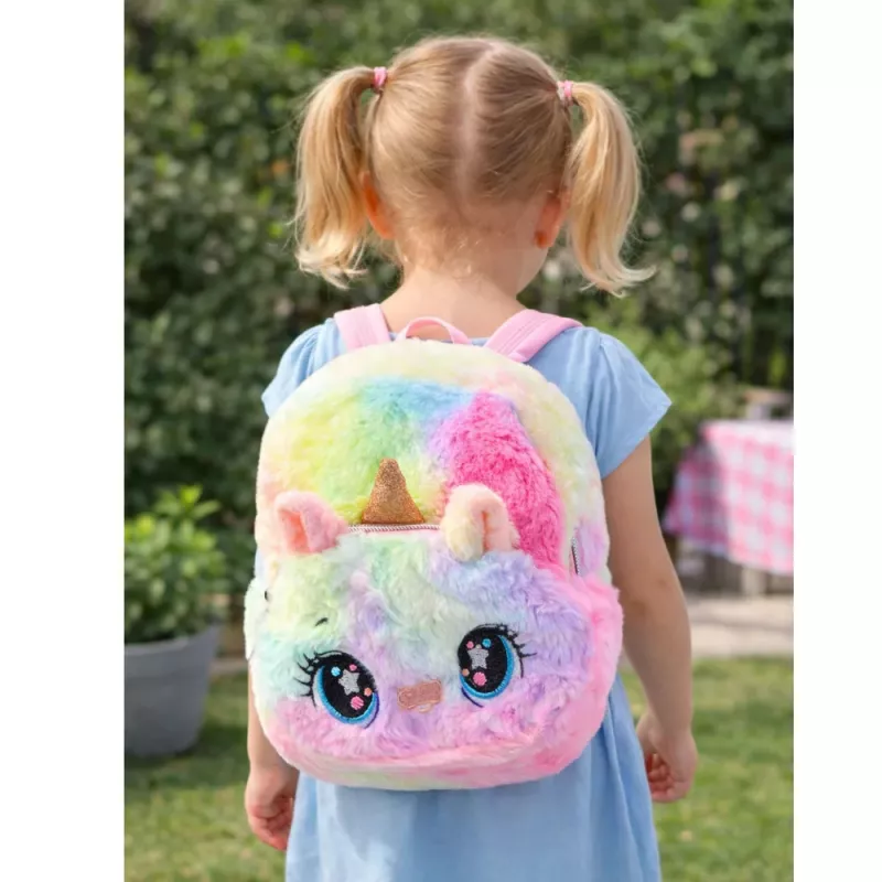 LEAN Children's Backpack Plush Unicorn Rainbow Colorful 20cm 3L