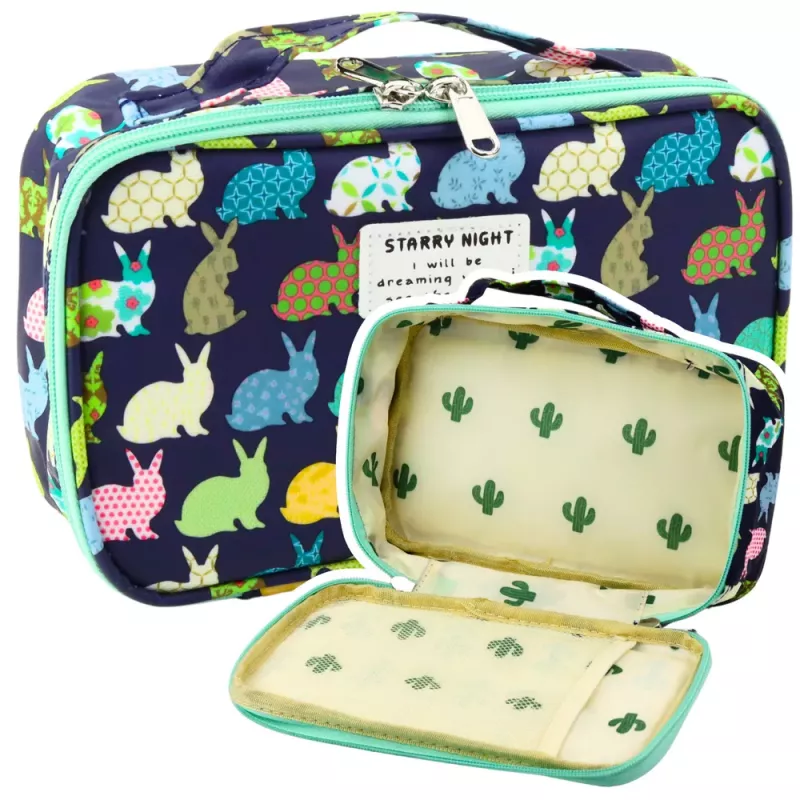 LEAN School Pencil Case Organizer Roomy Additional Pocket Navy Blue 21.5cm