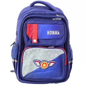LEAN School Backpack With Patch Chest Strap Navy Blue 20L