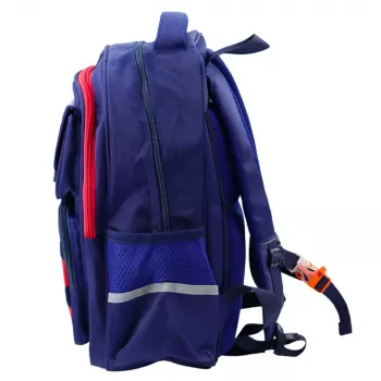 LEAN Bērnu skolas mugursoma ar krūšu siksnu, tumši zila/sarkana, kosmosa dizains, 20L, 38cm