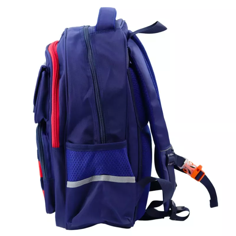 LEAN Bērnu skolas mugursoma ar krūšu siksnu, tumši zila/sarkana, kosmosa dizains, 20L, 38cm