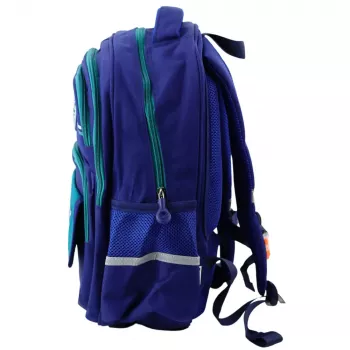 LEAN Bērnu skolas mugursoma ar krūšu siksnu, tumši zila/zaļa, 20L, 38cm