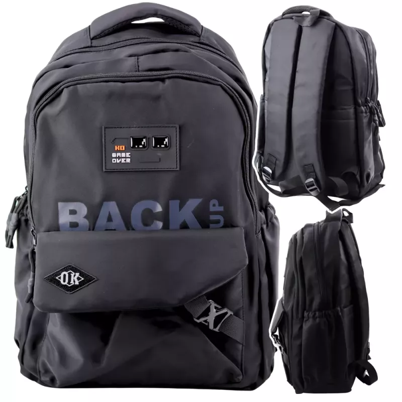 LEAN City School Backpack 6 Pockets Back Up Black 23L 46cm