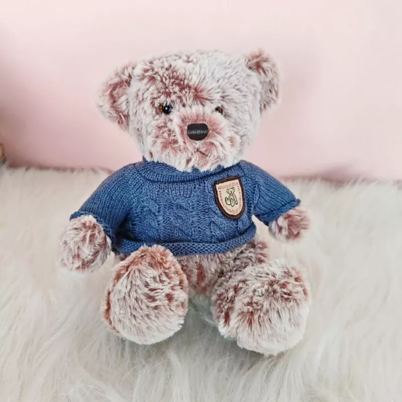 LEAN TOYS Plush Mascot Cuddly Toy Teddy Bear Gray Blue Sweater 21cm