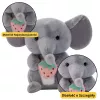 LEAN TOYS Plush Mascot Cuddly Toy Elephant With Strawberry Gray 23cm
