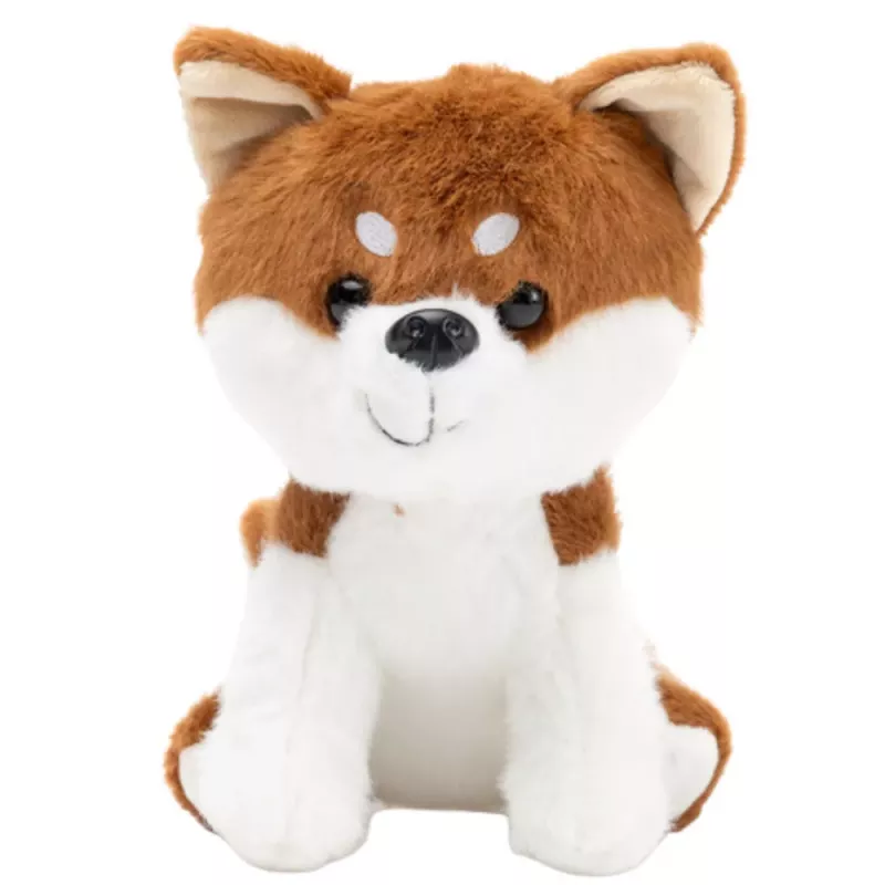 LEAN TOYS Plush Mascot Cuddly Toy Small Dog Shiba Inu White Brown 20cm