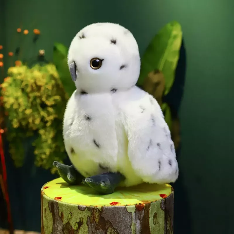 LEAN TOYS Plush Owl Bird Plush Toy Mascot Cuddly Toy White 23cm