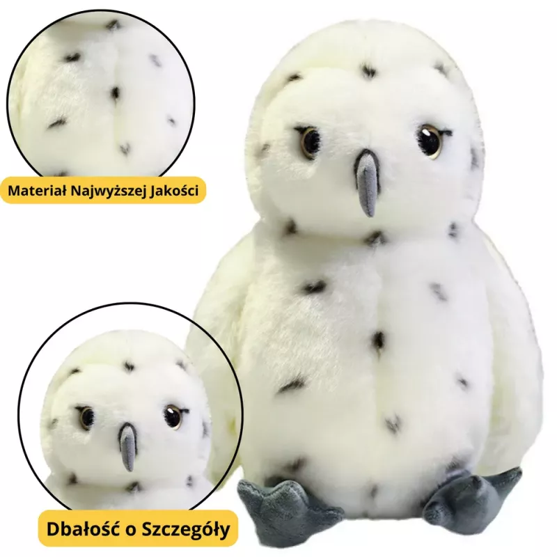 LEAN TOYS Plush Owl Bird Plush Toy Mascot Cuddly Toy White 23cm