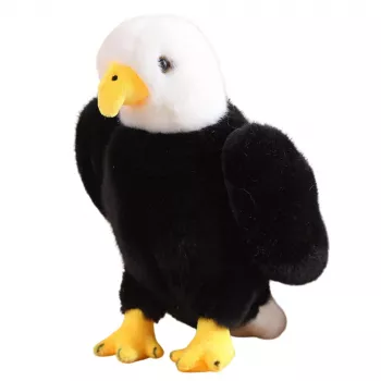 LEAN TOYS Plush Eagle Bird Plush Toy Mascot Cuddly Toy Black and White 25cm