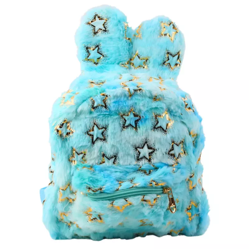 LEAN Plush Backpack Ears Gold Stars Children's Blue