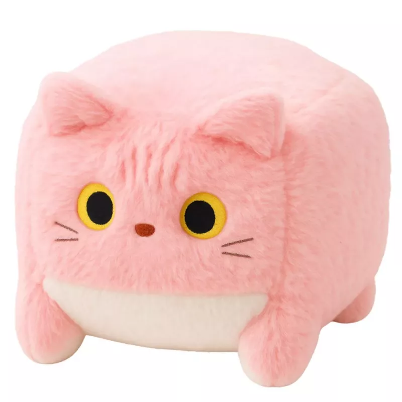 LEAN TOYS Plush Mascot Cuddly Toy Cat Cube Pink 18cm