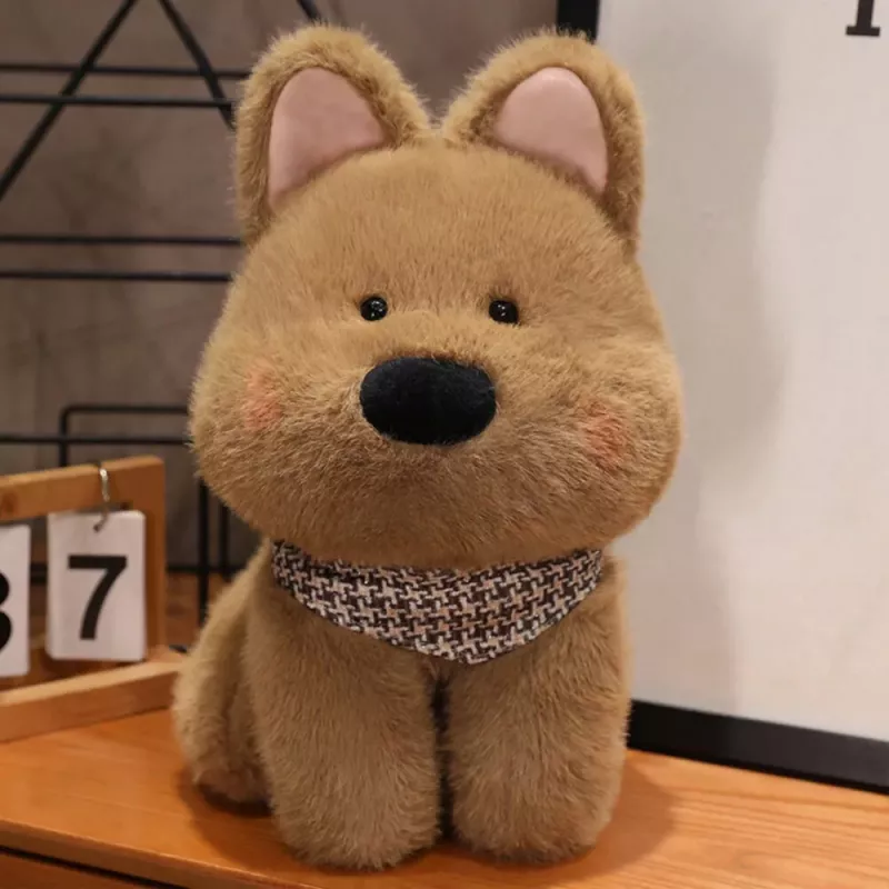 LEAN TOYS Plush Toy Cuddly Dog With Scarf Brown 25cm