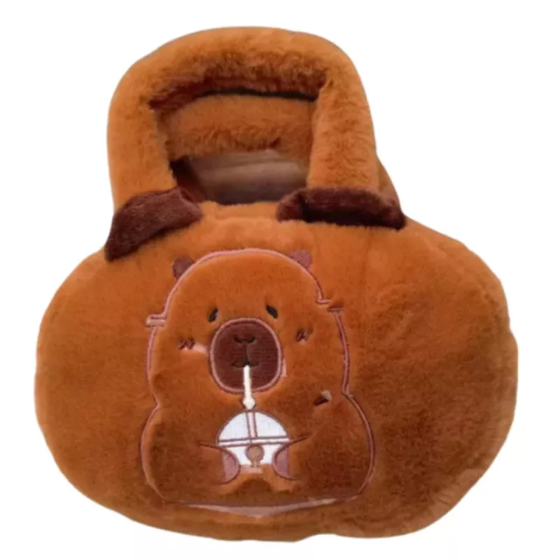 LEAN TOYS Capybara Plush Bag with Cup Brown 20cm