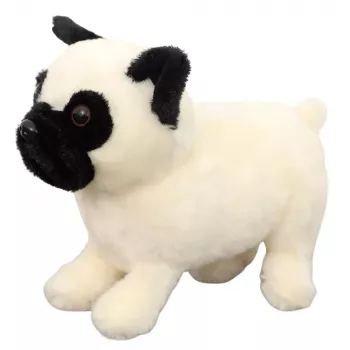 LEAN TOYS Plush Toy Cuddly Toy Pug Dog White 19cm