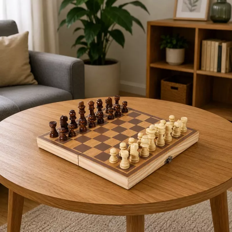 LEAN TOYS Classic Logic Game Wooden Chess Folding Suitcase Board