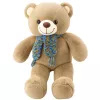 LEAN TOYS Plīša maskots mīkstā rotaļlieta lācītis ar krāsainu vilnas šalli brūns 55cm
