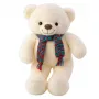 LEAN TOYS Plush Mascot Cuddly Toy Teddy Bear Colorful Wool Scarf White 55cm